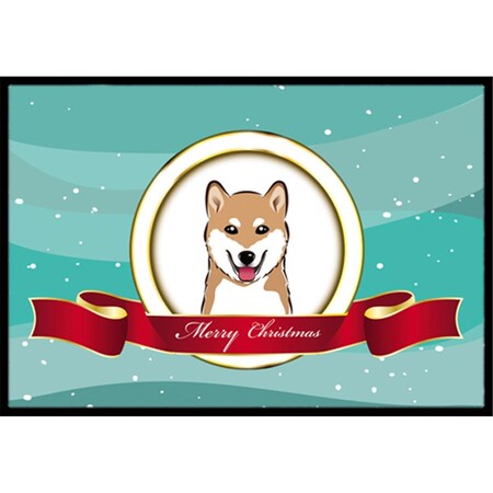 Carolines Treasures Shiba Inu Merry Christmas Indoor and Outdoor Mat- 18 x 27 in. BB1535MAT